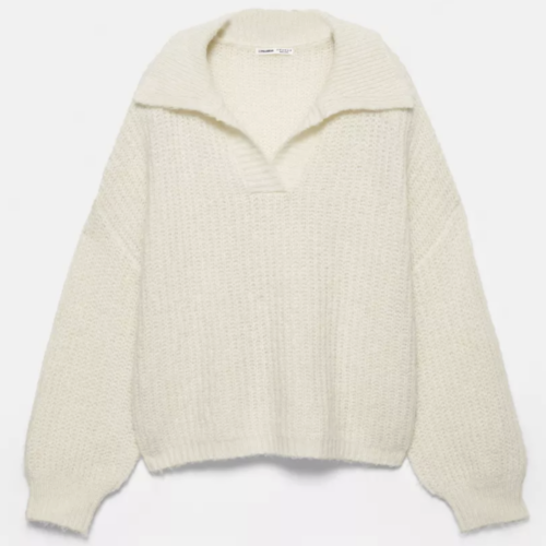 Sueter blanco con cuello tipo polo