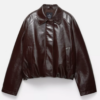 Chaqueta de cuero cafe