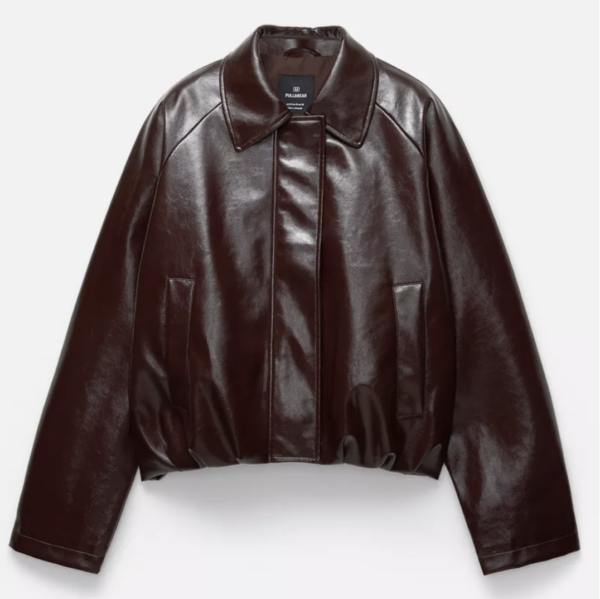 Chaqueta de cuero cafe